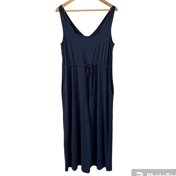 AnyBody Regular Cozy Knit Wide-Leg Reversible Jumpsuit Navy Size Medium - Picture 4 of 13